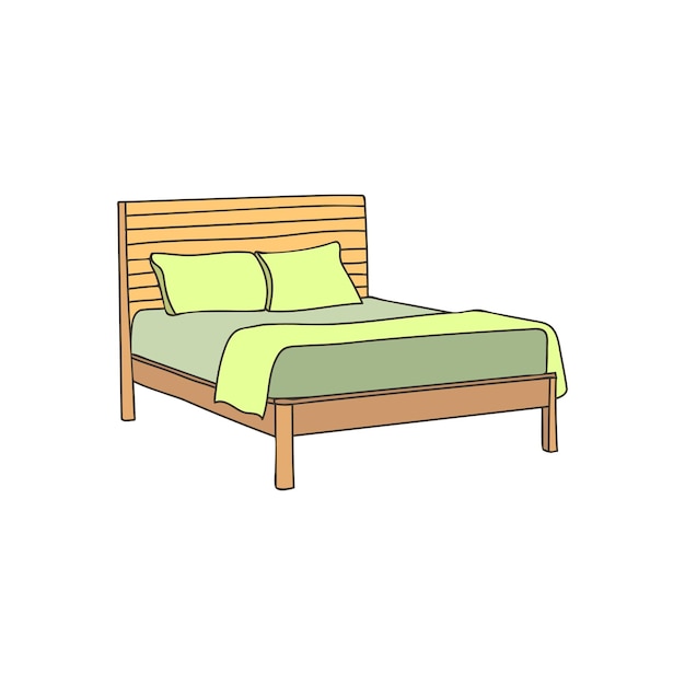 Vector cama, colorido, garabato, ilustración, en, vector