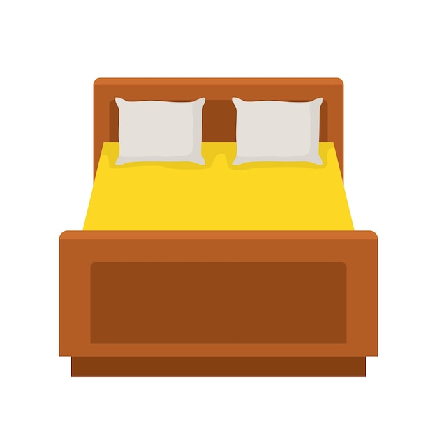 Vector cama doble con almohadas y sábanas aisladas en ilustración vectorial de fondo blanco