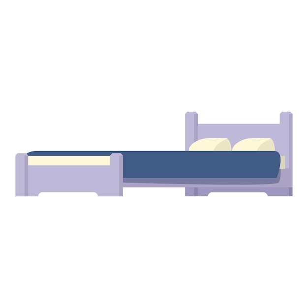 Cama doble púrpura con dos almohadas de pie en la ilustración de la habitación vacía