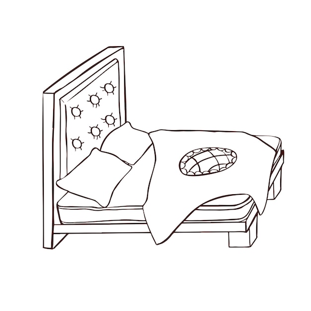 Vector cama para dormir esquema monocromo