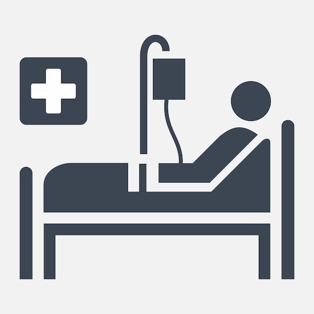 cama de hospital, vector, icon1