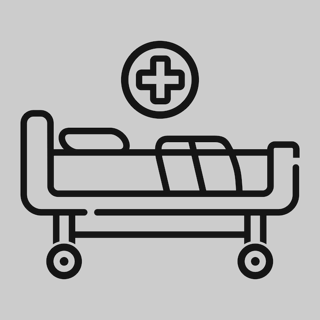 cama de hospital, vector, icon4