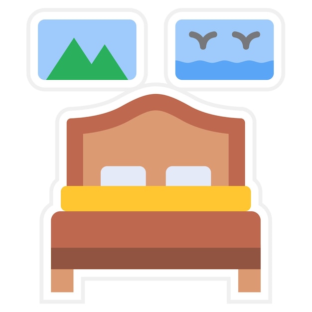 una cama con una montaña y un cuadro de una montaña y una montaña