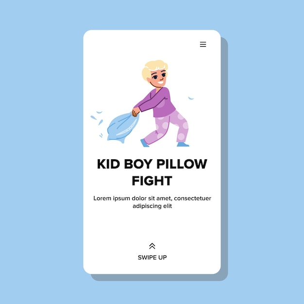 cama niño chico pelea de almohadas vector dormitorio lindo joven juntos niña niños cama niño chico pelea de almohadas web plano dibujos animados ilustración
