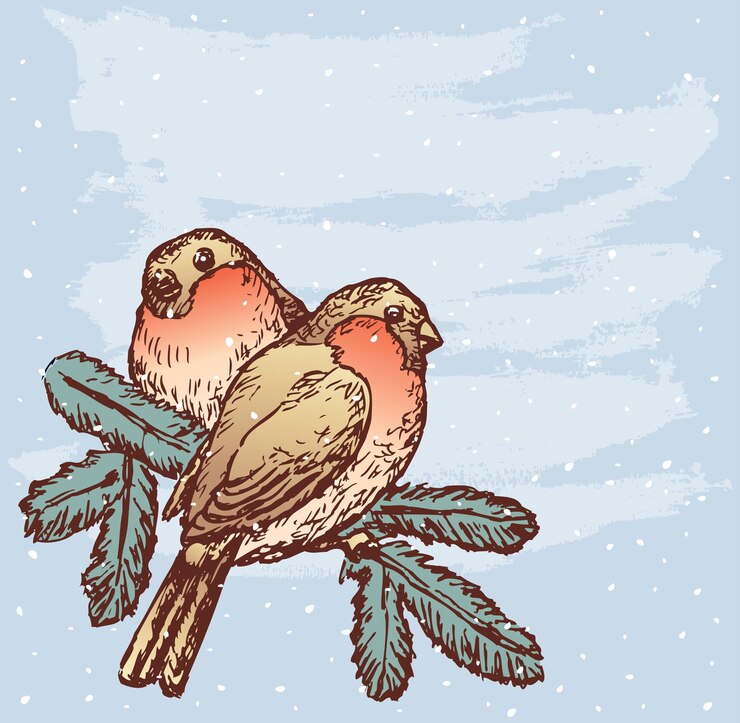 Vector camachuelos en diciembre