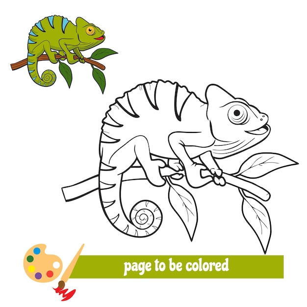 Camaleón de dibujos animados para colorear imágenes