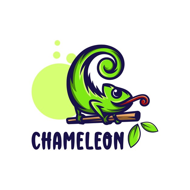 camaleón lagarto en la rama del árbol dibujos animados ilustración vectorial premium Vector gratuito
