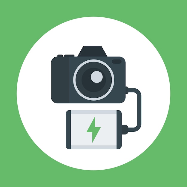 Cámara de carga del banco de energía, icono plano del cargador portátil, ilustración vectorial