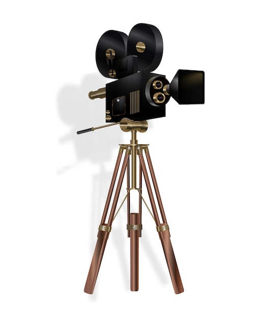 Cámara de cine. Cámara de película vintage sobre fondo blanco. Eps vectoriales 10.