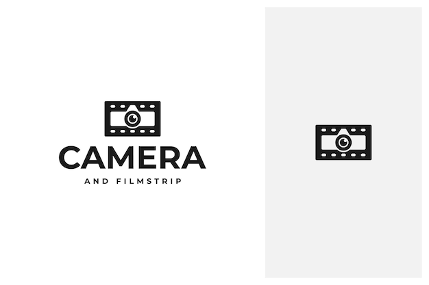 cámara combinada con diseño de logotipo de vector de tira de película