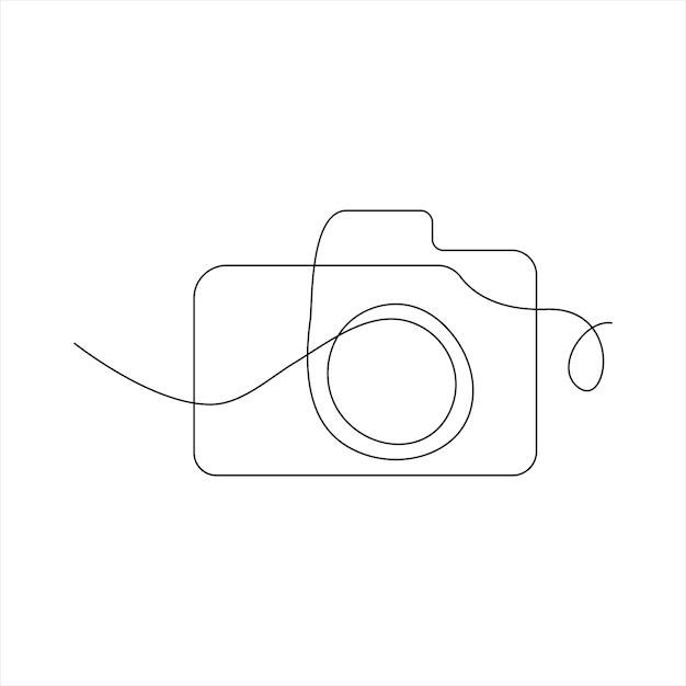 Cámara continua de una línea de arte contorno dibujo ilustración imagen vectorial dibujada a mano