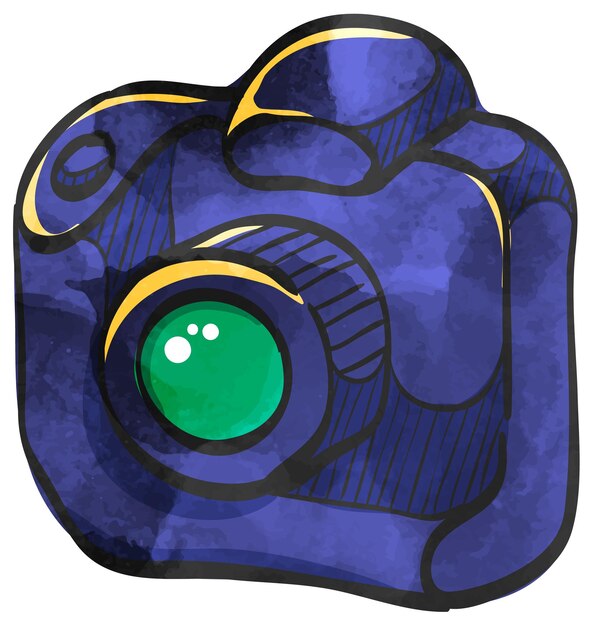Cámara digital de icono de estilo acuarela