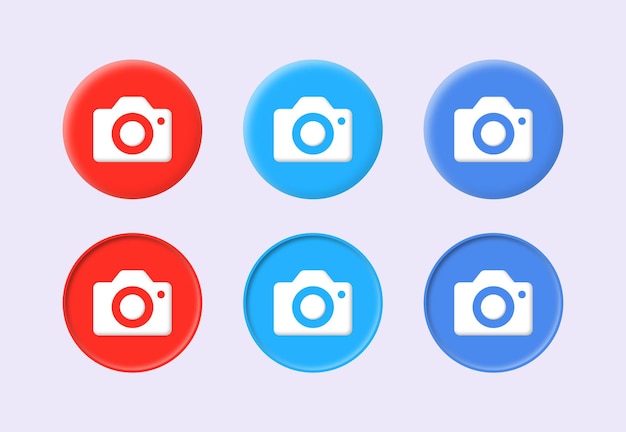 cámara foto icono botón instantánea imagen imagen firmar en 3d círculo redondo iconos botones coloridos redondos