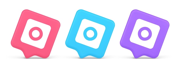 Cámara foto video disparo botón creación de contenido multimedia aplicación web icono 3d