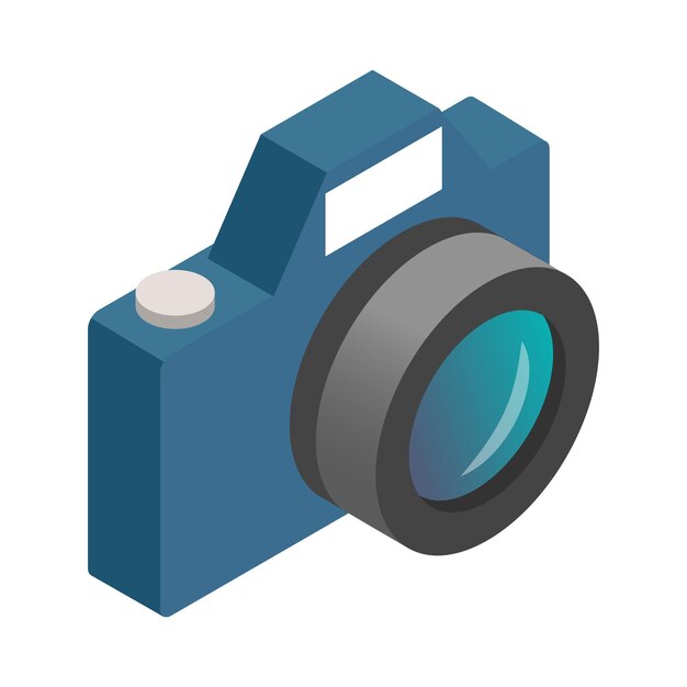 Cámara fotográfica icono isométrico 3d Símbolo simple simple sobre un fondo blanco