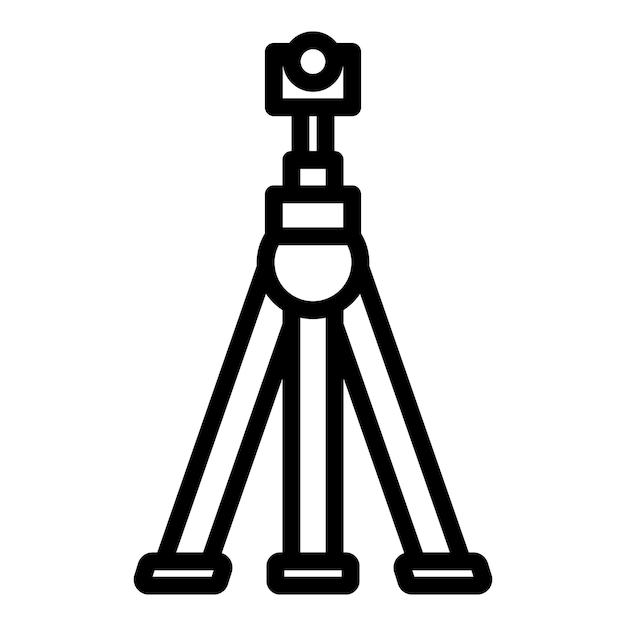 Cámara en icono de trípode Cámara de esquema en icono de vector de trípode para diseño web aislado sobre fondo blanco