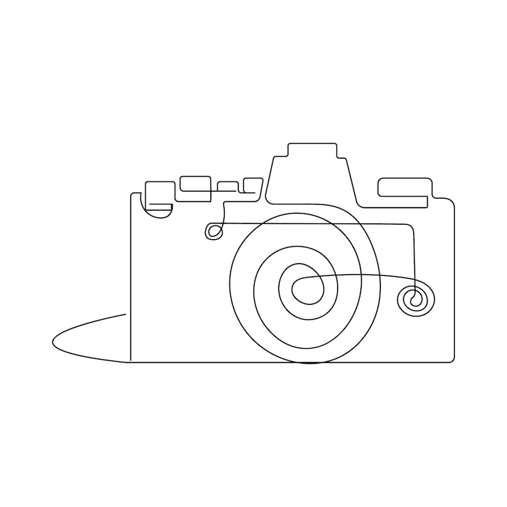 Vector cámara de una línea de arte decoración de pared diseño de ilustración vectorial