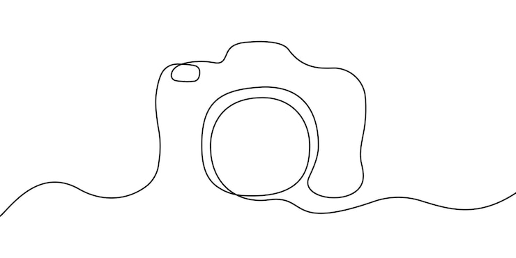 Vector una cámara de línea continua. dibujo a mano de cámara. estilo lineal moderno. fondo vectorial.