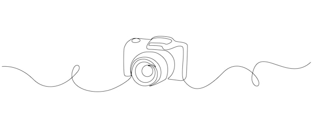 Cámara con una línea continua Símbolo mínimo de fotografía Línea vectorial Ilustración editable de cámara profesional