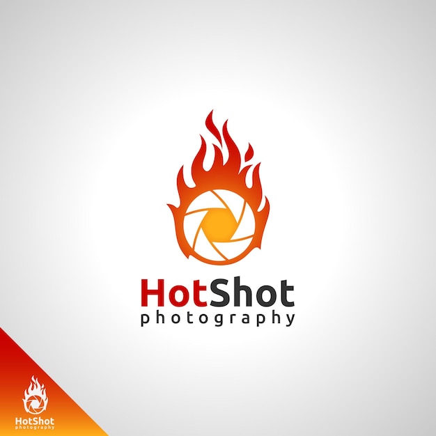 Vector cámara logotipo hot shot fotografía