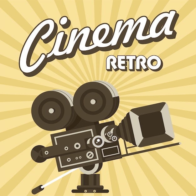 Cámara de película vintage. Cartel de estilo vintage. Cine retro.