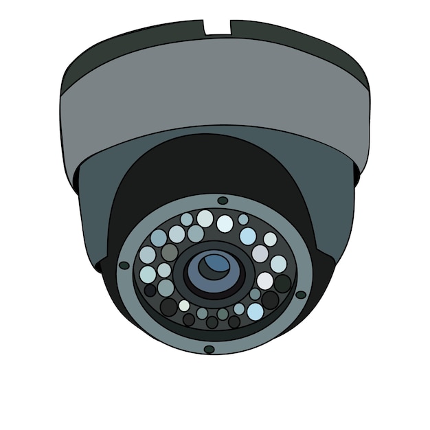 Cámara de seguridad de tecnología de fondo blanco de vector