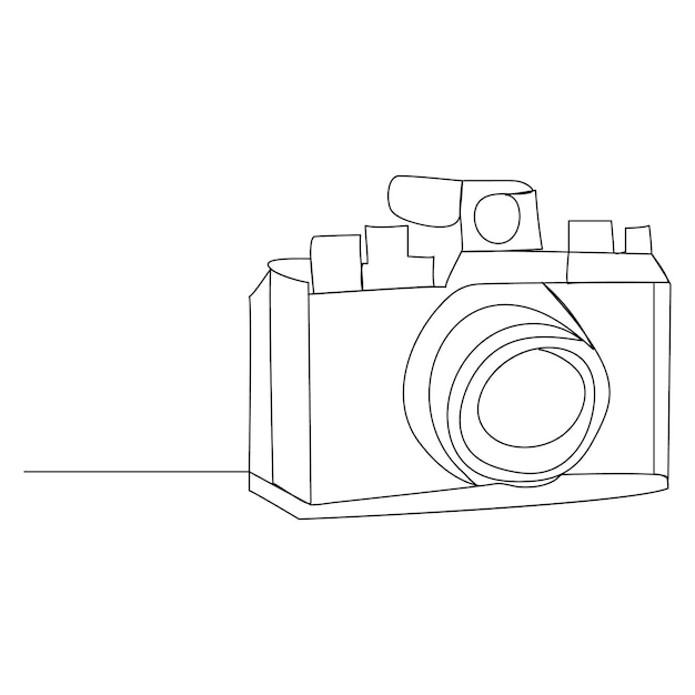 Cámara de una sola línea continua arte de dibujo ilustración arte de una línea en la cámara