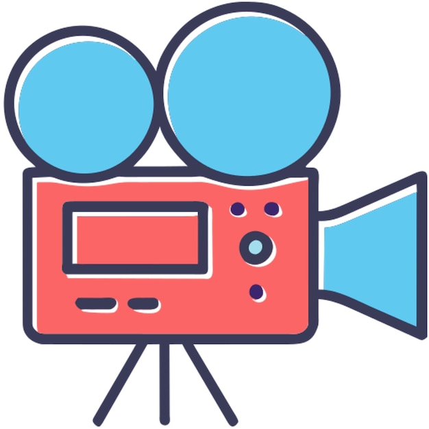 cámara de video para el icono de película de relleno offset