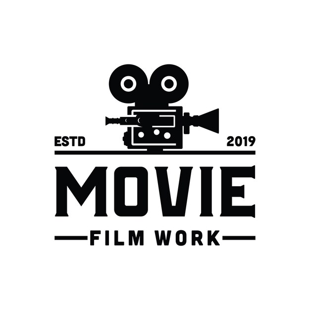 Vector cámara de vídeo película para estudio de producción de cine diseño de logotipo