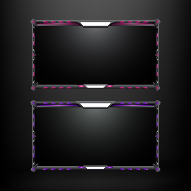 Cámara web de superposición de flujo de color rosa y púrpura Marco de panel de pantalla futurista para jugadores