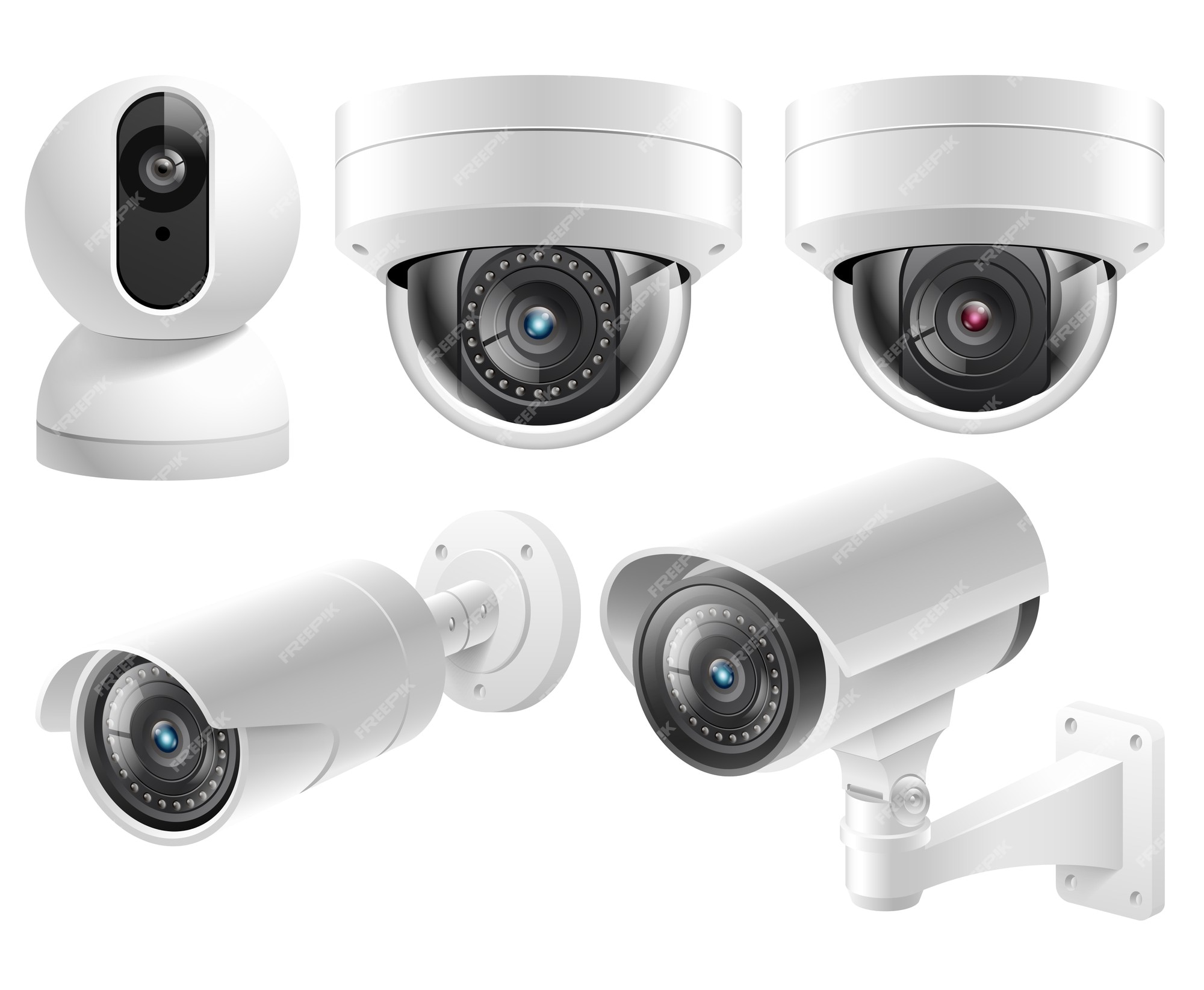Cámaras de seguridad para el hogar, sistemas videovigilancia, ilustración aislada | Vector Premium