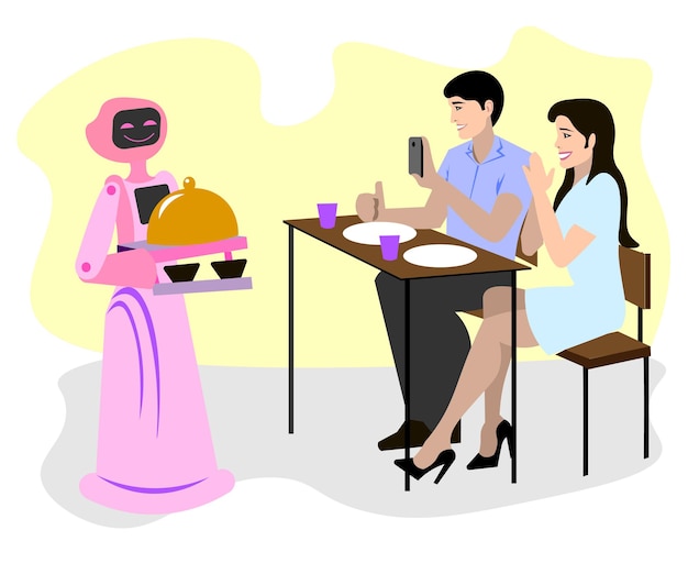 camarero robot en un bistró