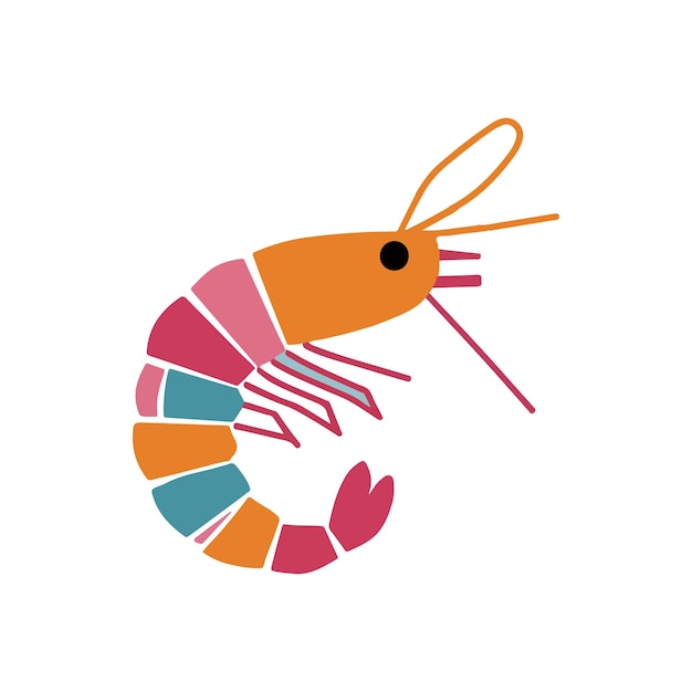 un camarón colorido con un diseño colorido en él