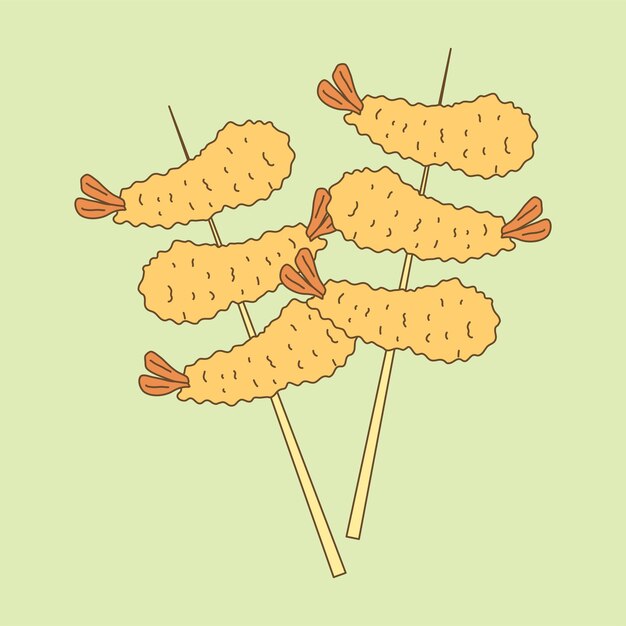 Camarones Fritos Tempura Comida Japonesa Patrones Sin Fisuras Diseño Plano