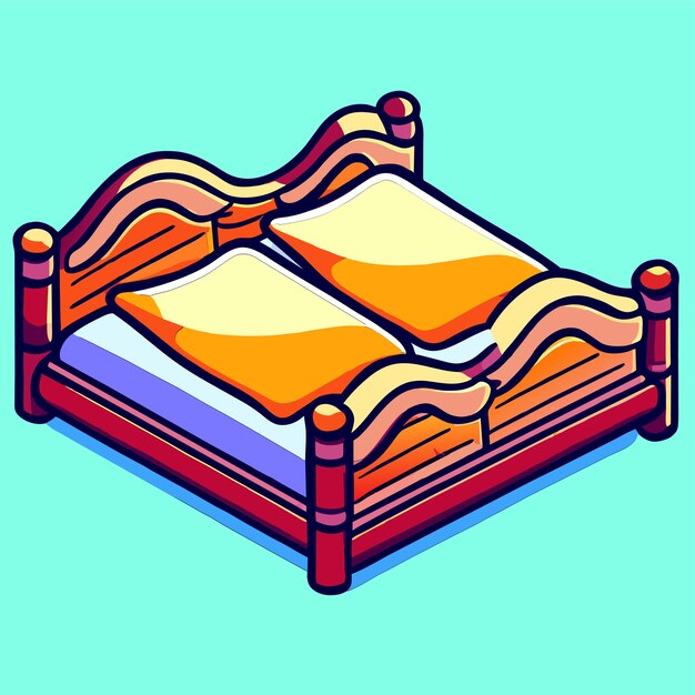 Vector camas con almohadas ilustración vectorial