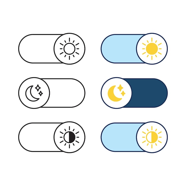 Cambiar icono vector ilustración modo día modo noche en fondo aislado concepto de signo de sol luna