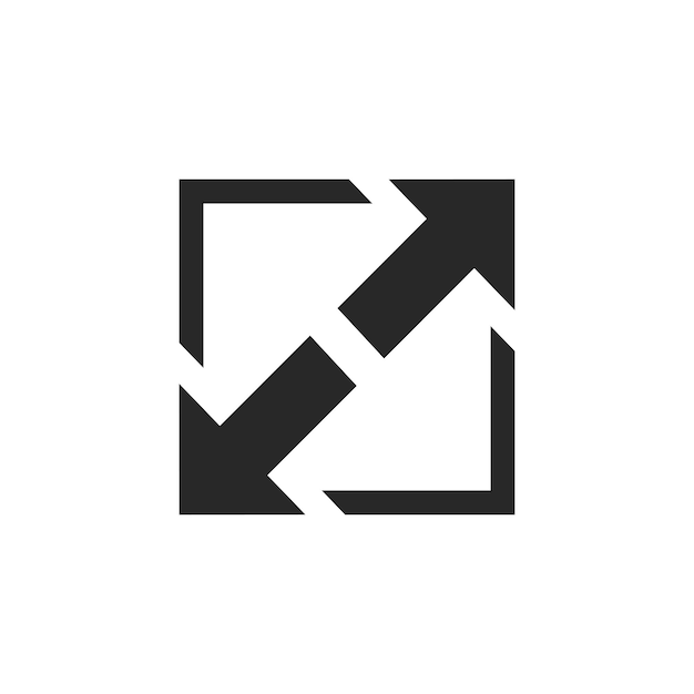 Cambiar el tamaño Aumentar la flecha Icono plano Ilustración vectorial aislada