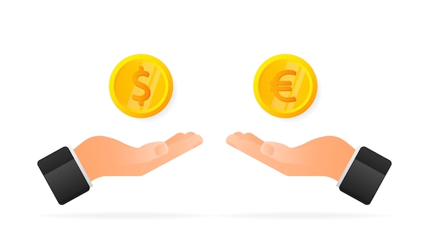 Cambio de dinero dólar euro fondo amarillo diseño de ilustración vectorial