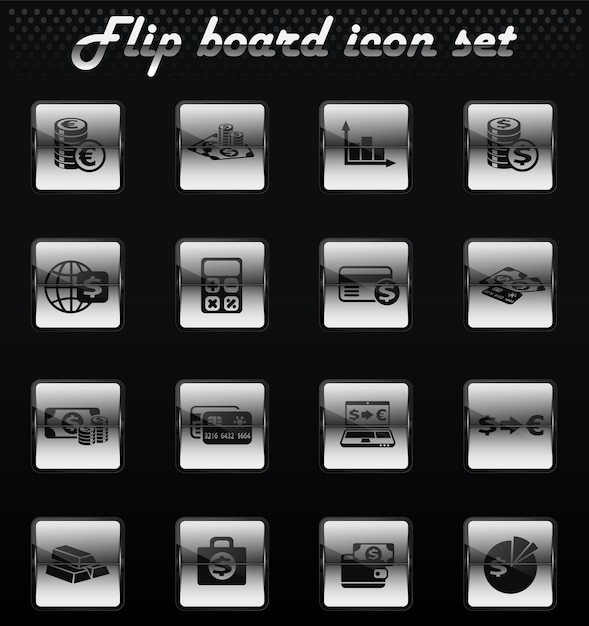 Cambio de divisas vector flip iconos mecánicos para el diseño de la interfaz de usuario