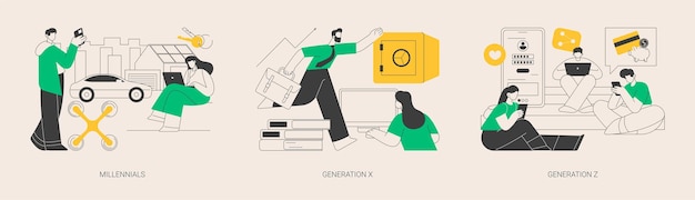 Cambio generacional concepto abstracto ilustraciones vectoriales