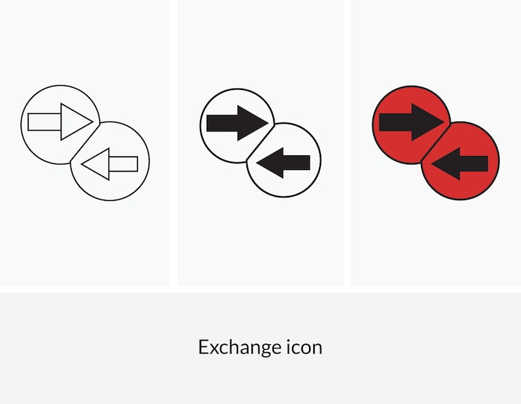 Vector cambio de icono vectorial signo de estilo lineal para concepto móvil y diseño web.
