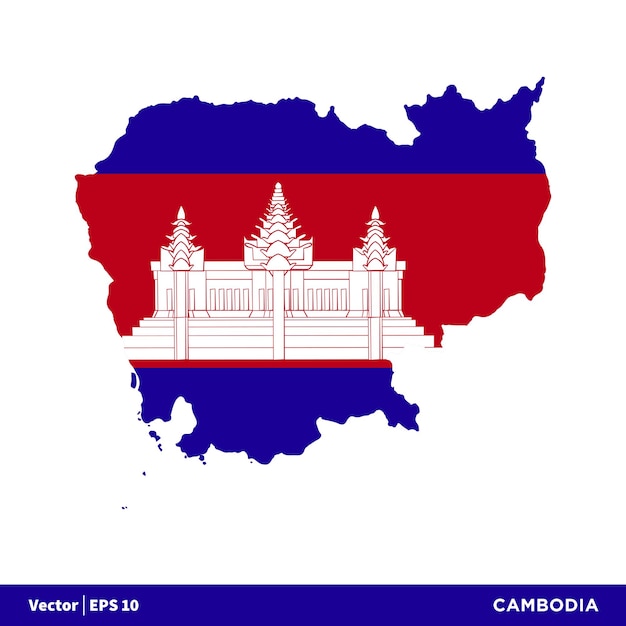 Camboya Asia Países Mapa y bandera Icono Vector Logo Plantilla Ilustración Diseño Vector EPS 10