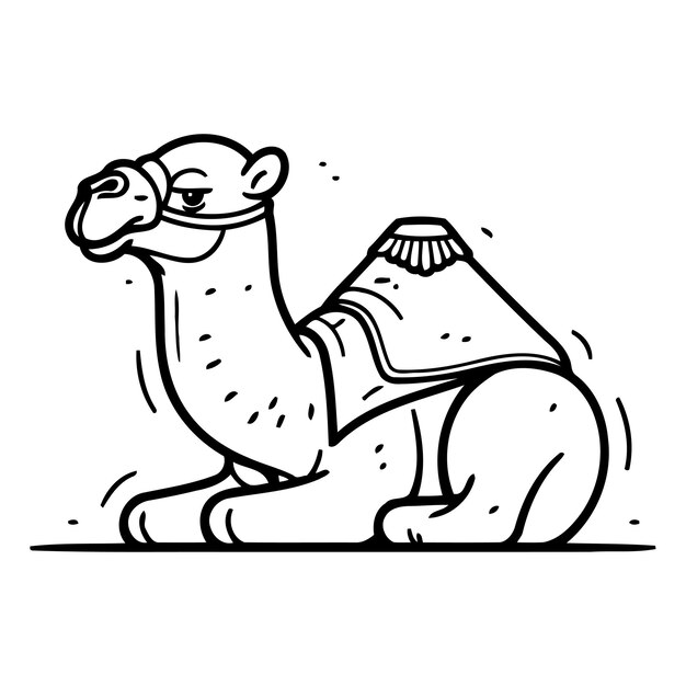Camello con una bolsa de dinero Ilustración vectorial al estilo de dibujos animados