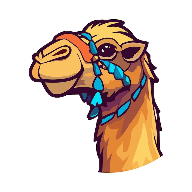 Vector camello colorido acuarela dibujos animados kawaii personaje animal mascota ilustración de pegatina aislada