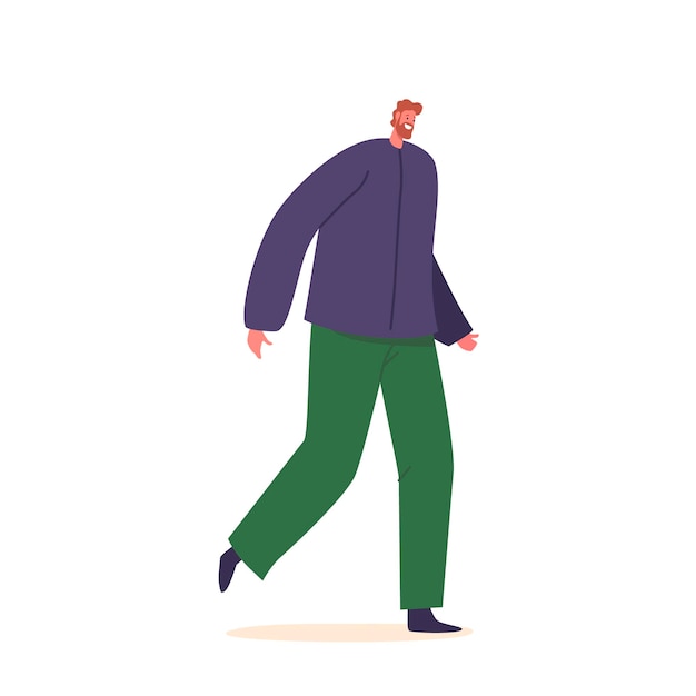 Caminar personaje masculino adulto hombre barbudo paseando con un paso confiado exudando un sentido de propósito ilustración