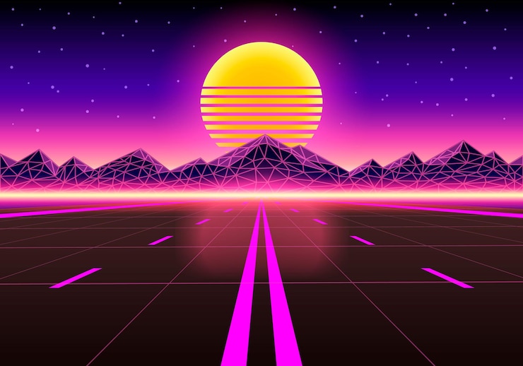 Vector el camino al infinito al atardecer. ilustración vectorial