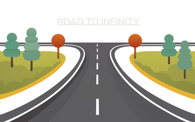 Camino al infinito vacaciones viaje banner horizonte carretera cielo Vector ilustración