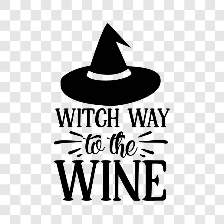 El camino de la bruja al vino Cita de Halloween Ilustración vectorial imprimible