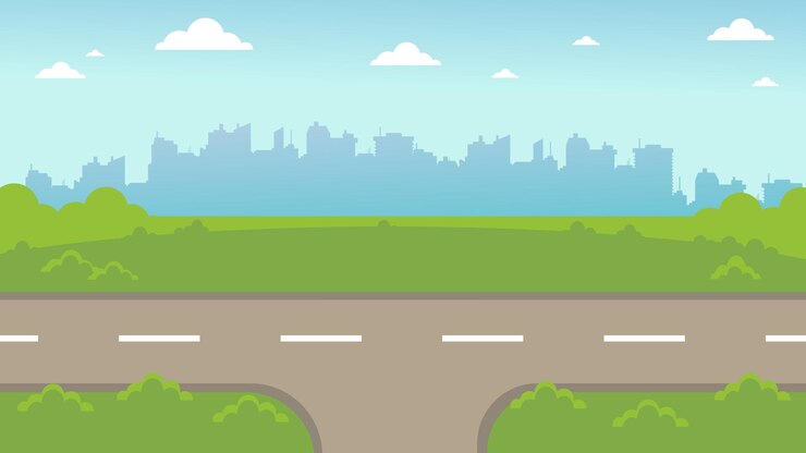 Vector camino fuera de la ciudad