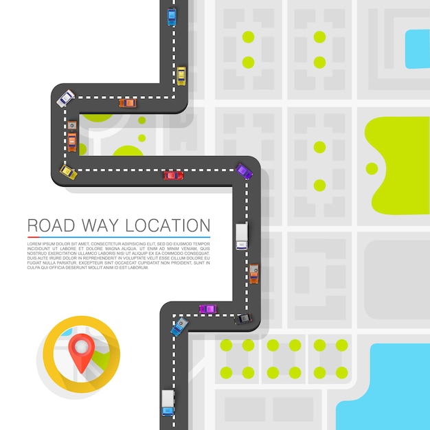 Camino pavimentado en el arte de la carretera. Vector de fondo